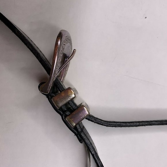 Vtg Western Style Engraved Silver Detail Belt - Picture 7 of 7